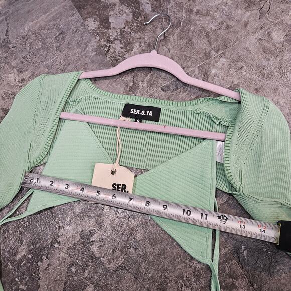 SER.O.YA Dahlia Set Top and Shrug in Green Size Small - Picture 5 of 6